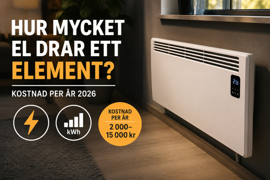 Modernt el-element som används för uppvärmning och påverkar elförbrukningen i hemmet